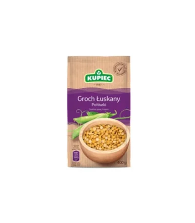 0000 Groch łuskany połówki 400g folia KUPIEC