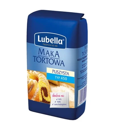 0000 Mąka pszenna puszysta tortowa 1kg LUBELLA