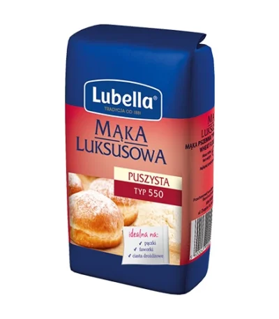 0002 Mąka pszenna puszysta luksusowa 1kg LUBELLA