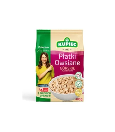 0002 Płatki owsiane górskie 400g folia KUPIEC