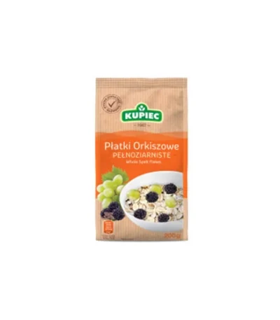 0003 Płatki orkiszowe pełnoziarniste 200g folia KUPIEC
