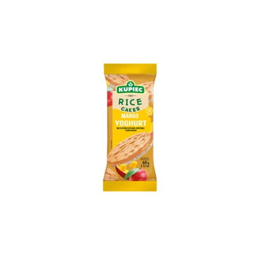 0007 Wafle ryżowe w polewie jogurtowej o smaku mango 60g KUPIEC