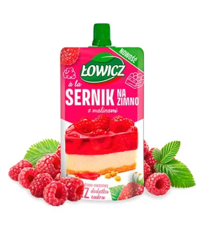 0010 Deser ryżowo owocowy sernik na zimno z malinami 100g ŁOWICZ