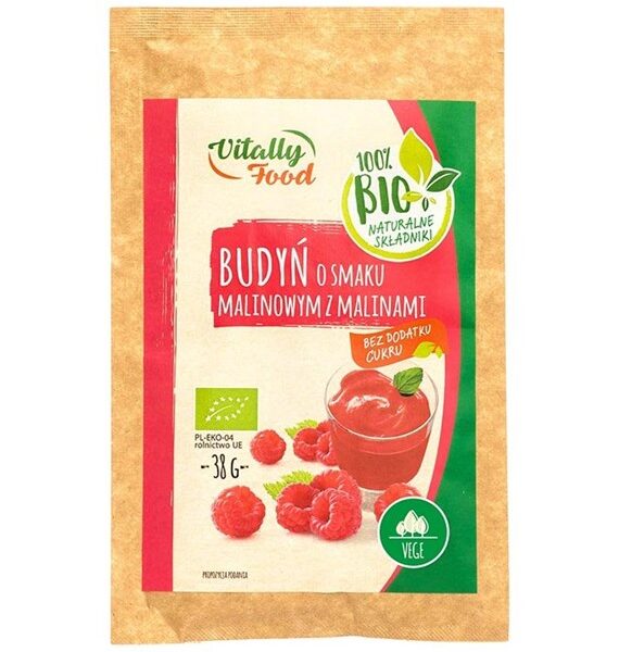 Budyń BIO malinowy z malinami BIO 38g VITALLY FOOD
