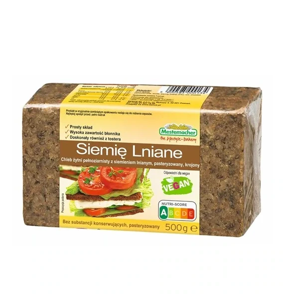 Chleb żytni z siemieniem lnianym 500g BENUS 1