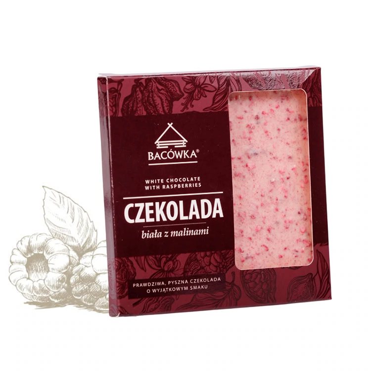 Czekolada biała z malinami 85g BACÓWKA 1 Czekolada biała z malinami 85g BACÓWKA 1