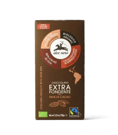 Czekolada gorzka 80% z ziarna kakaowca FAIR TRADE bio 100g ALCE NERO 1