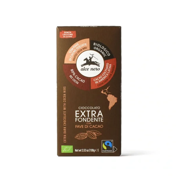 Czekolada gorzka 80% z ziarna kakaowca FAIR TRADE bio 100g ALCE NERO 1