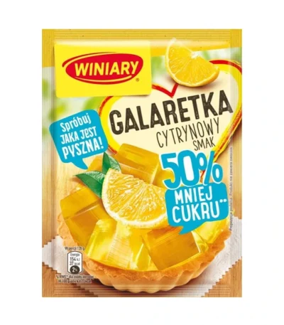 Galaretka o smaku cytrynowym 50% cukru mniej