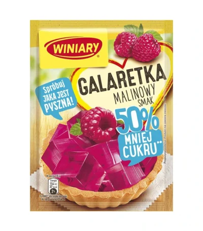 Galaretka o smaku malinowym 50% cukru mniej