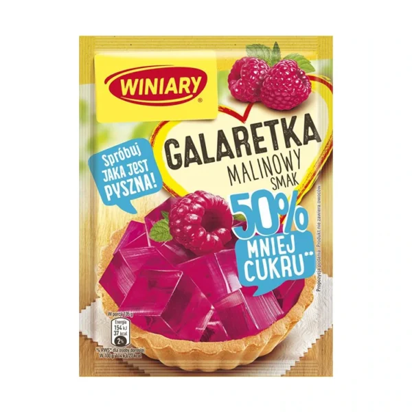 Galaretka o smaku malinowym 50% cukru mniej