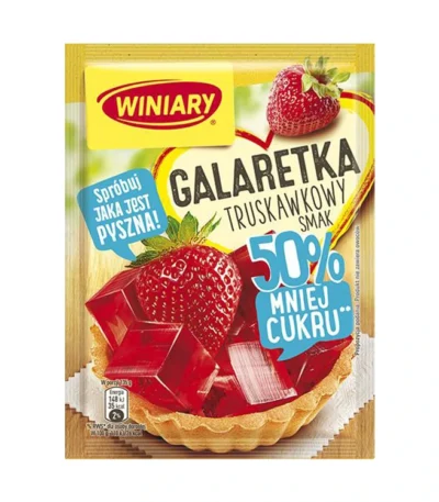 Galaretka o smaku truskawkowym 50% cukru mniej