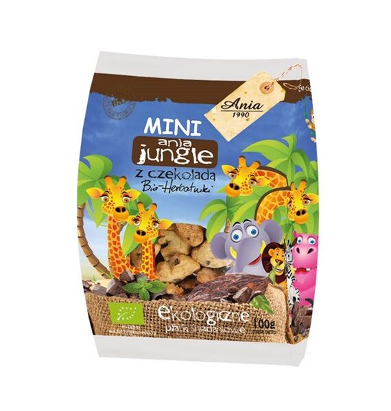 Herbatniki mini JUNGLE z czekoladą BIO 100g ANIA