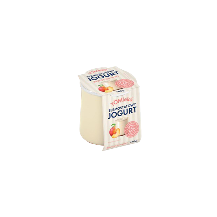 Jogurt termostatowy brzoskwiniowy 3% 140g YOMLEKO Jogurt termostatowy brzoskwiniowy 3% 140g YOMLEKO