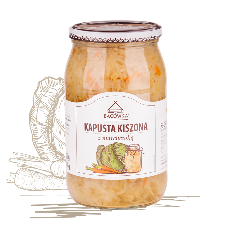 Kapusta kiszona z marchewką 820g BACÓWKA Kapusta kiszona z marchewką 820g BACÓWKA