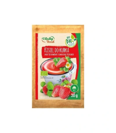 Kisiel BIO do kubka truskawkowy z truskawkami 30g VITALLY FOOD