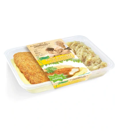 Kotlet drobiowy z kapustą zasmażaną i puree ziemniaczanym 400g GRZEŚKOWIAK
