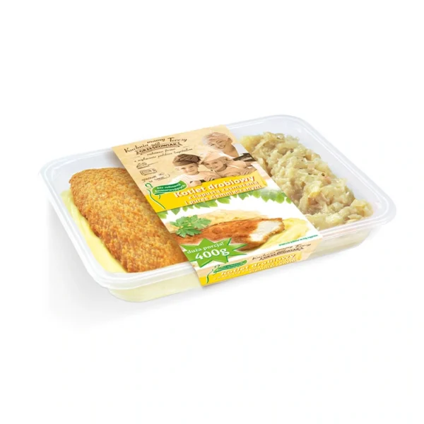 Kotlet drobiowy z kapustą zasmażaną i puree ziemniaczanym 400g GRZEŚKOWIAK