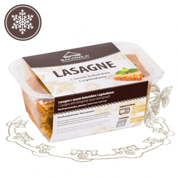 Lasagne z sosem bolońskim i szpinakiem 400g BACÓWKA