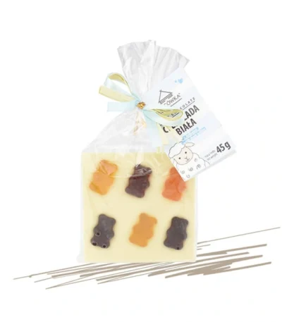 Mini czekolada biała z żelkami 45g BACÓWKA 1