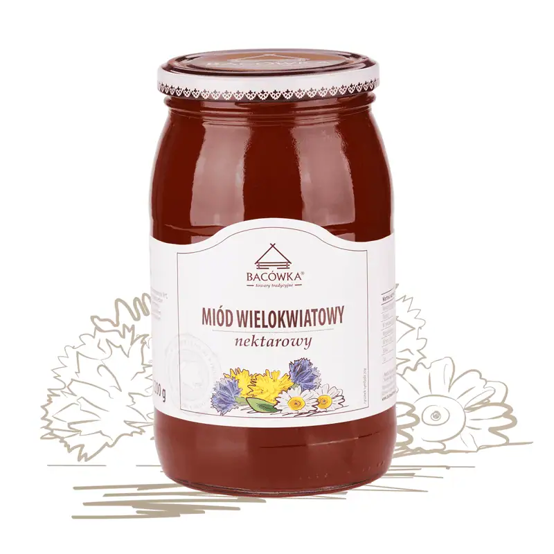 Miód wielokwiatowy 1200g BACÓWKA Miód wielokwiatowy 1200g BACÓWKA