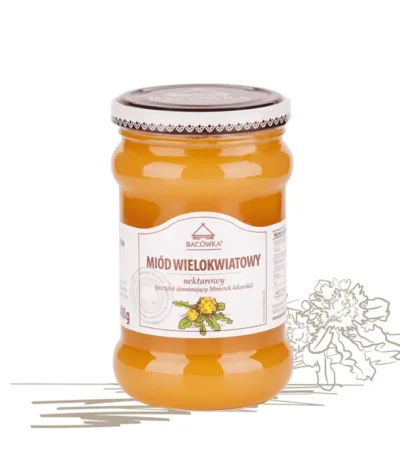 Miód wielokwiatowy mniszek lekarski 400g BACÓWKA