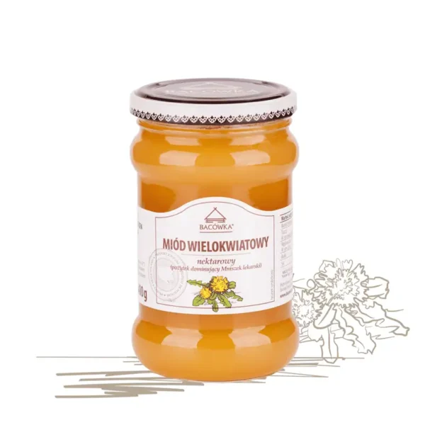Miód wielokwiatowy mniszek lekarski 400g BACÓWKA