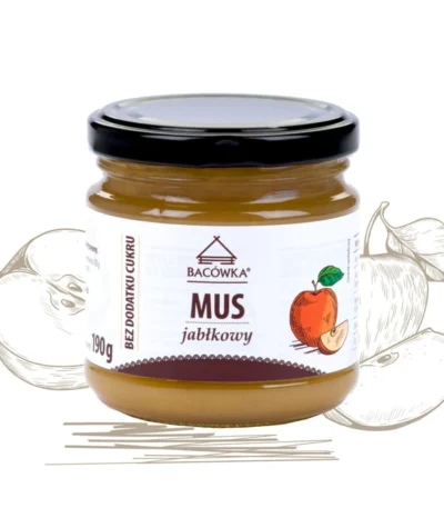 Mus jabłkowy bez dodatku cukru 190g BACÓWKA