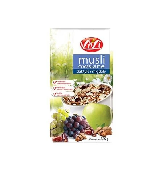 Musli owsiane daktyle i migdały 350g VIVI