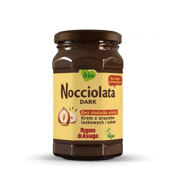 Nocciolata (bez laktozy) BIO krem z orzechów laskowych (19,5%) i kakao (11%) bez dodatku mleka 250g RIGONI