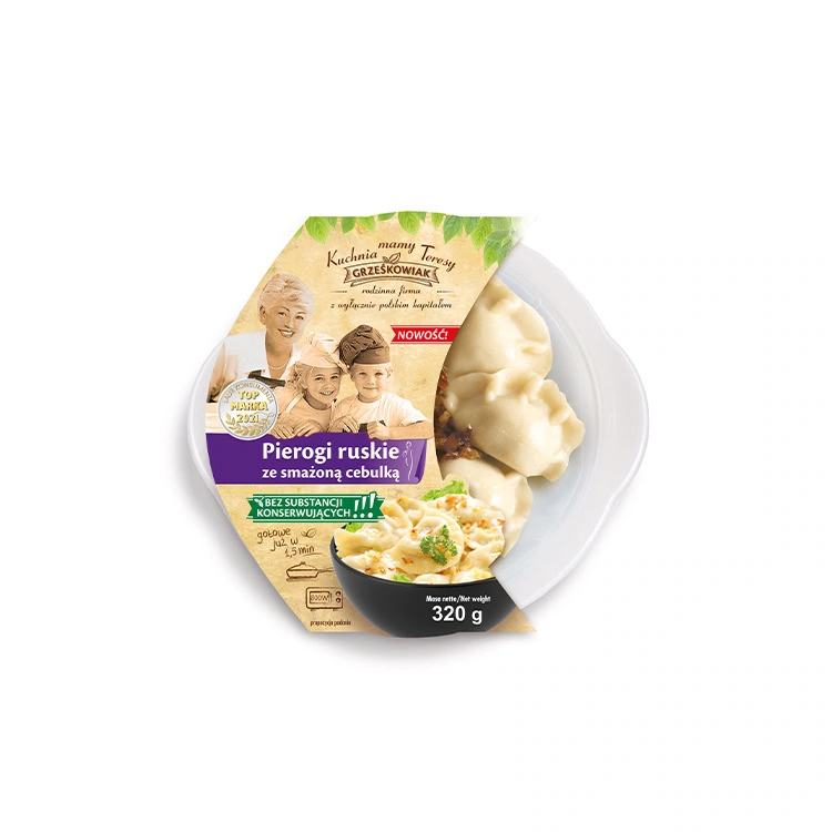 Pierogi ruskie ze smażoną cebulką 320g GRZEŚKOWIAK Pierogi ruskie ze smażoną cebulką 320g GRZEŚKOWIAK