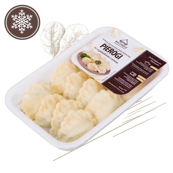 Pierogi ze szpinakiem i serem 400g BACÓWKA Pierogi ze szpinakiem i serem 400g BACÓWKA