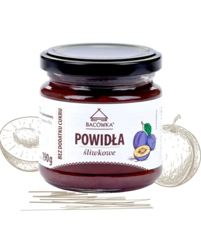 Powidła śliwkowe bez dodatku cukru 190g BACÓWKA